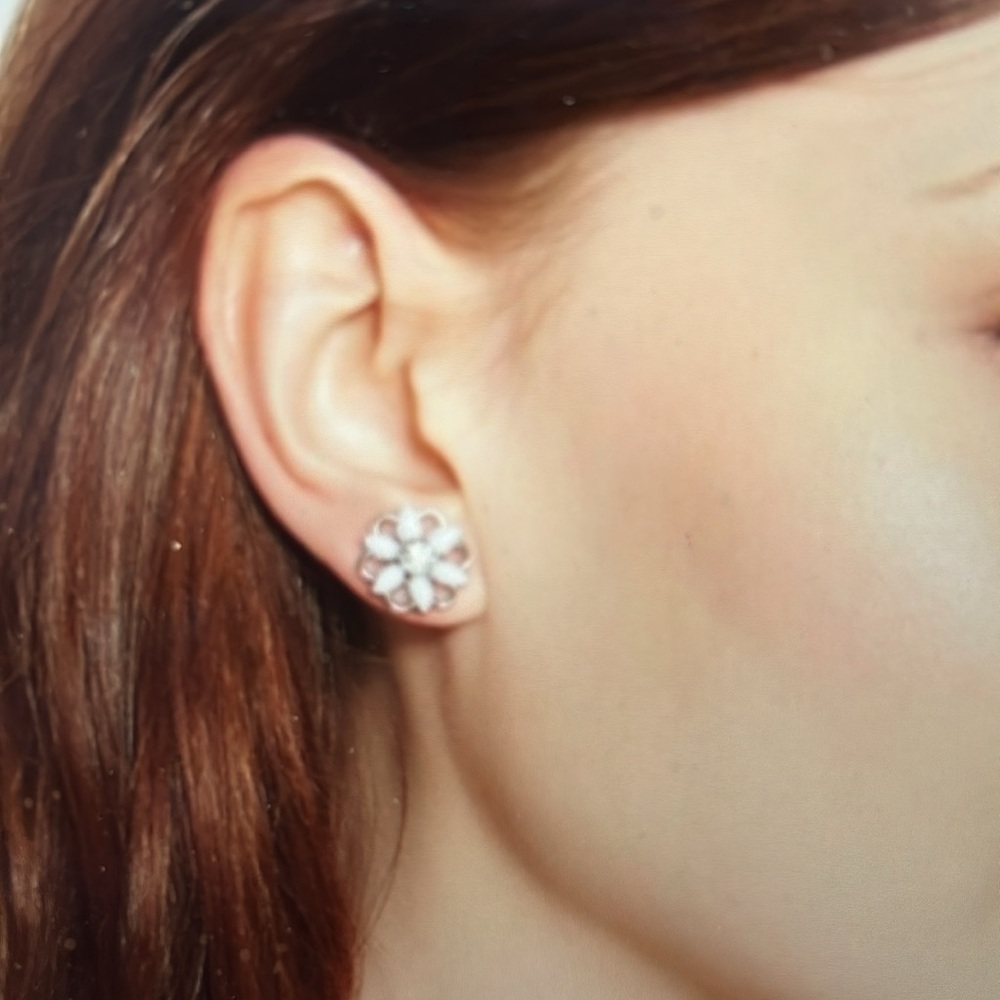 WHBM White Flower Stud Earrings